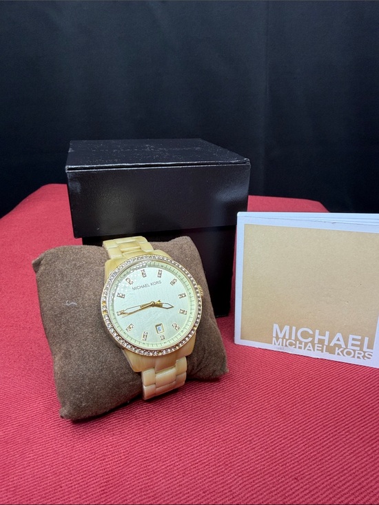 Michael Kors Accessories - Michael Kors Gold Tone Crystal Bezel Bracelet Watch